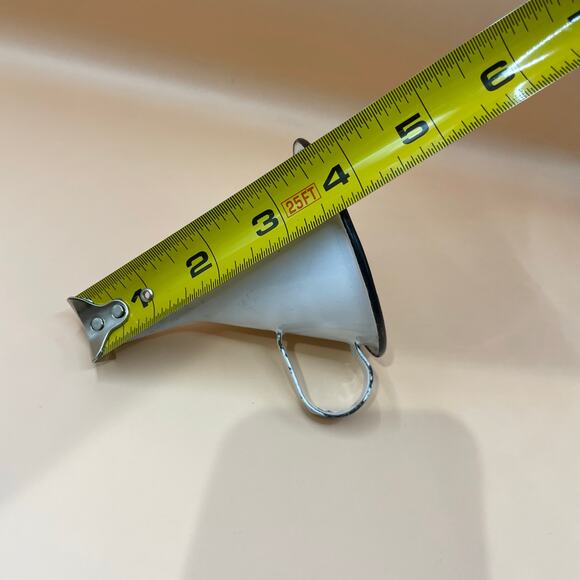 Vintage Enamel Funnel Black Trim Handle Metal Kitchen Collectable Decor Retro - Picture 9 of 10